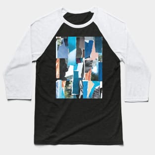 Abstract Minimal Collage of Blue Rectangles. Baseball T-Shirt